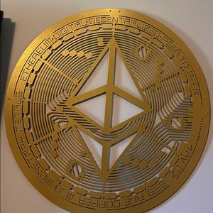 Ethereum and Cardano metal home decor. Great decoration